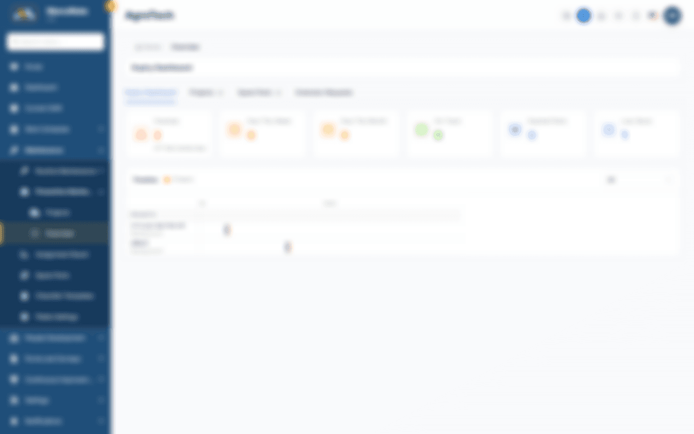 Preventive maintenance expiry dashboard with the Gantt timeline